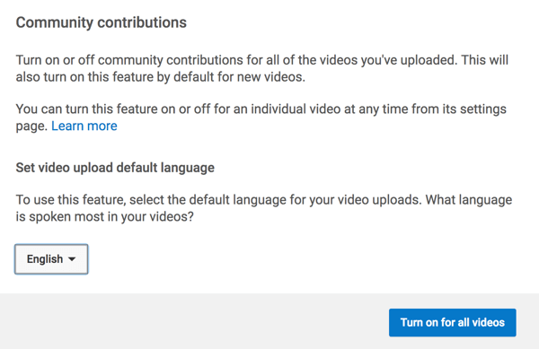 YouTube topluluğunun sizin için altyazıları çevirmesine izin veren özelliği etkinleştirin.