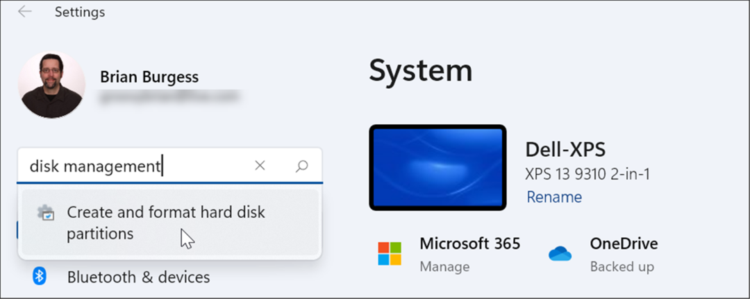 Windows 11 ayarlarında disk yönetimini açın