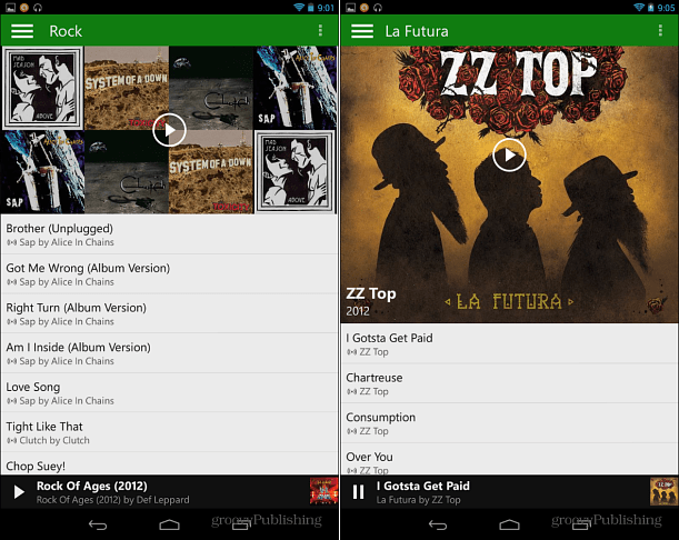 Android'de Xbox Müzik