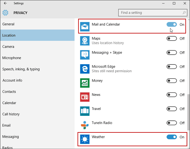 Windows 10 Ayarları Gizliliği