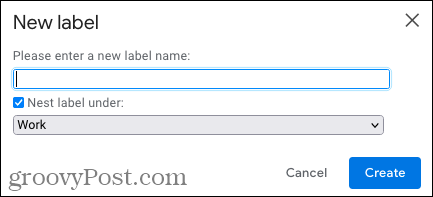 Gmail'de iç içe geçmiş bir etiket oluşturun