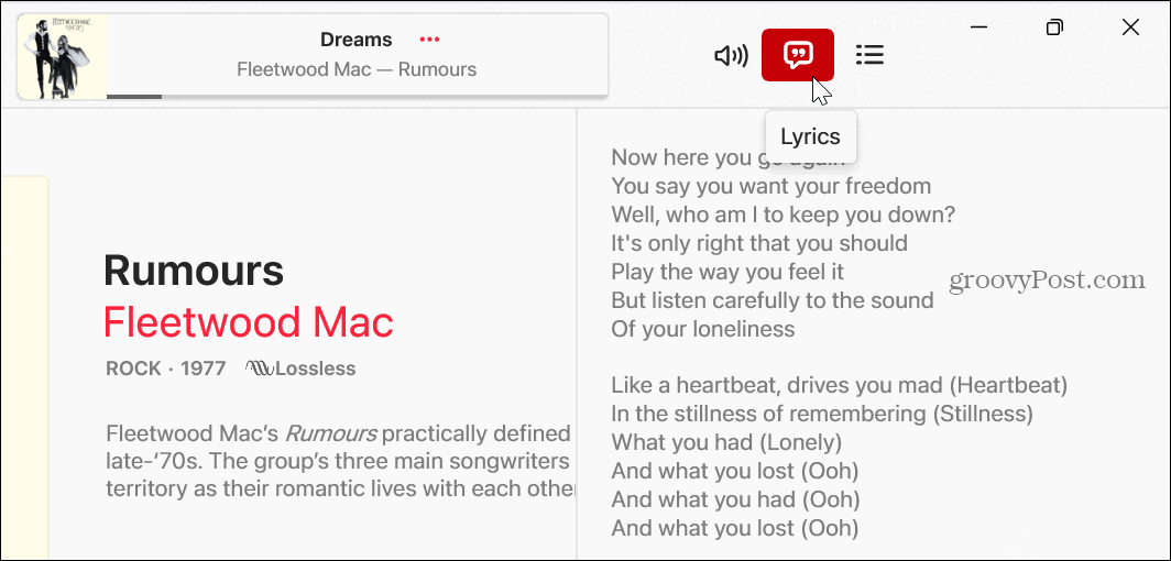 Apple Music'te Şarkı Sözlerini Görüntüleme