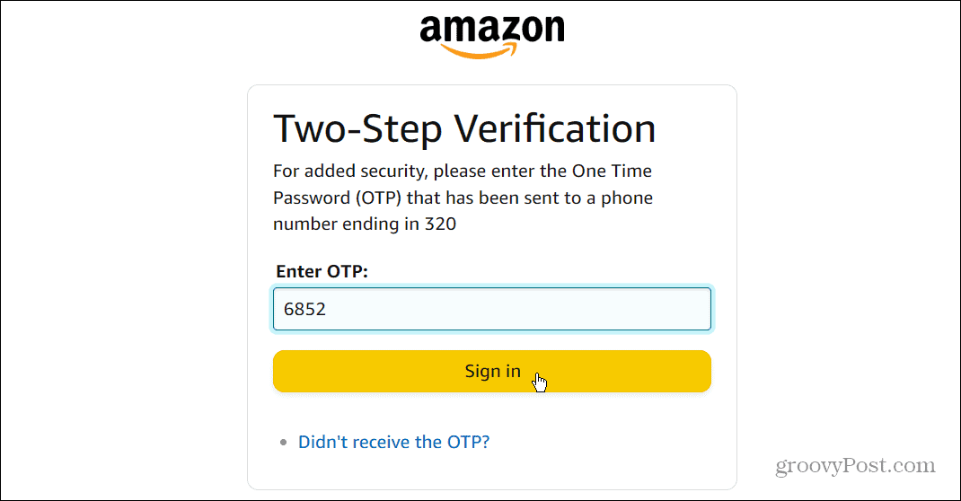 tek kullanımlık şifre OTP Amazon