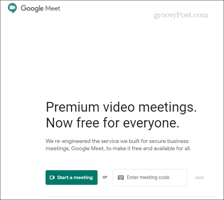 Google Meet başlangıcı