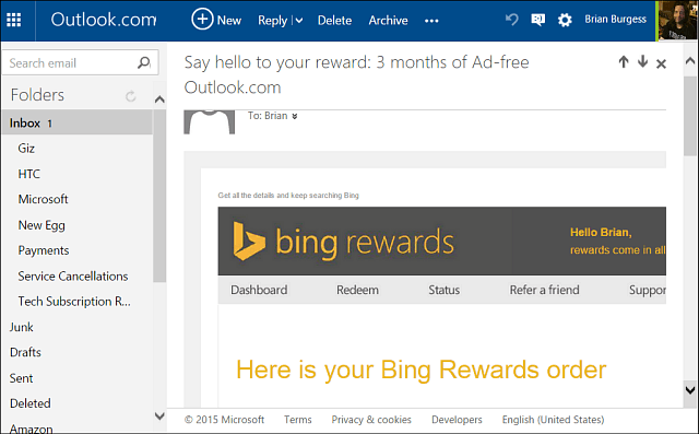 reklamsız görünüm Bing Ödülleri