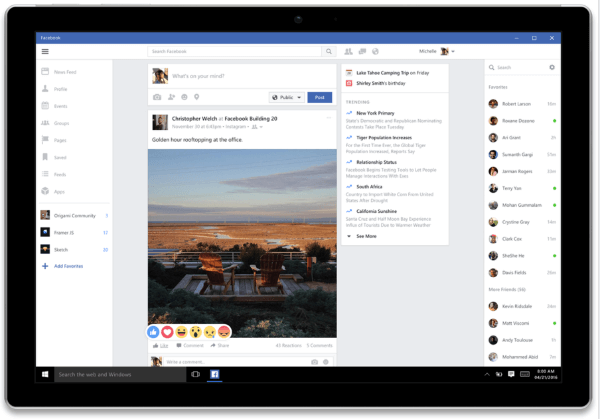 facebook windows 10 uygulaması