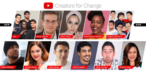 YouTube yeni Creators for Change elçileri ve kaynaklarını tanıtıyor.