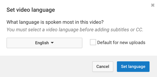 YouTube videonuzda en sık konuşulan dili seçin.