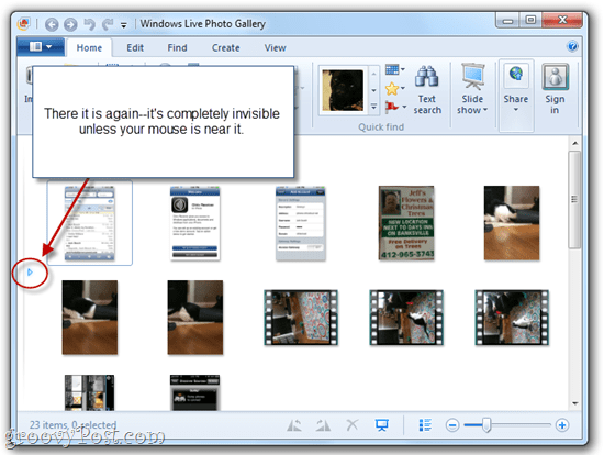 Windows Live Fotoğraf Galerisi Gezinme Bölmesini Gizle / Göster