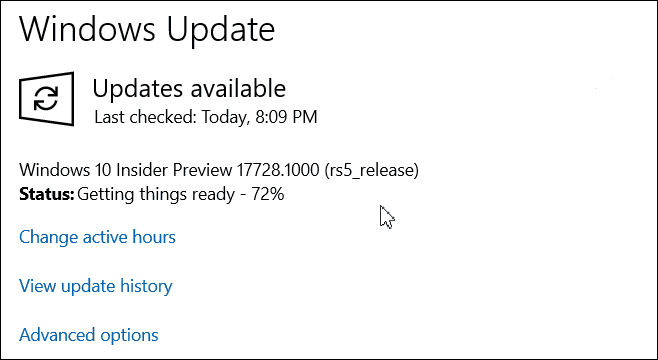 Windows 10 Insider Derlemesi 17728