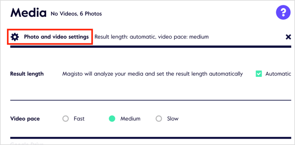 Ayarları özelleştirmek için Fotoğraf ve Video Ayarları bağlantısını tıklayın.