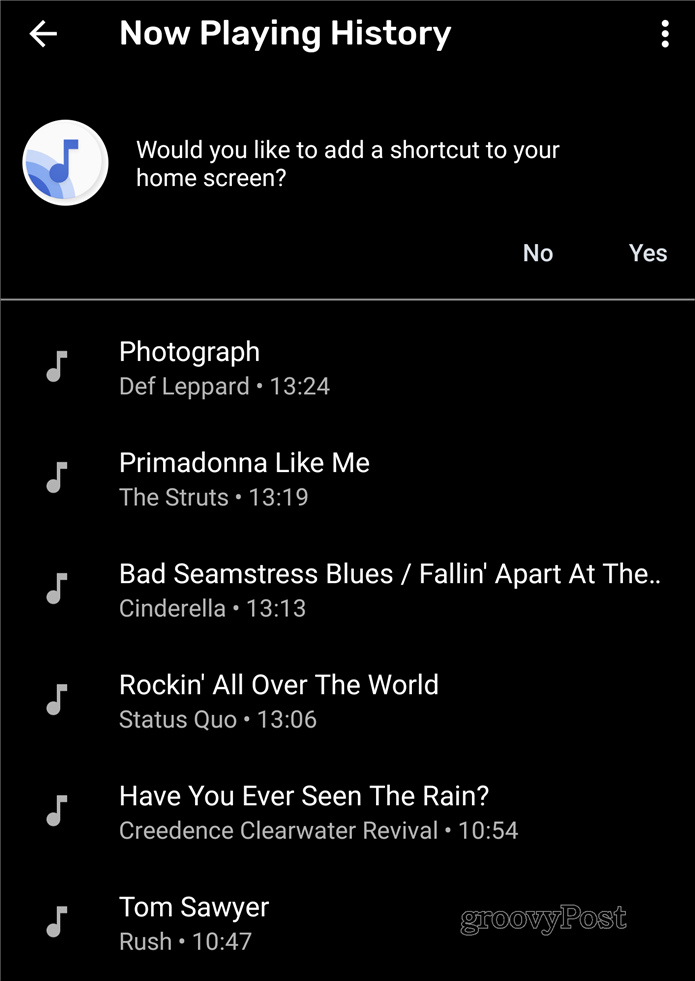 Şimdi Google Pixel şarkı listesi çalınıyor