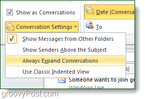 Outlook 2010 konuşma ayarları
