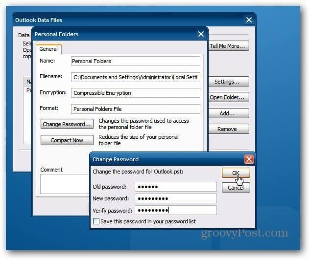 Outlook PST Dosyasını Parola ile Koruma