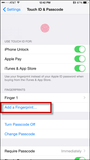 Parmak İzi Ekle - Touch ID'ye Parmak İzi Ekle'ye dokunun