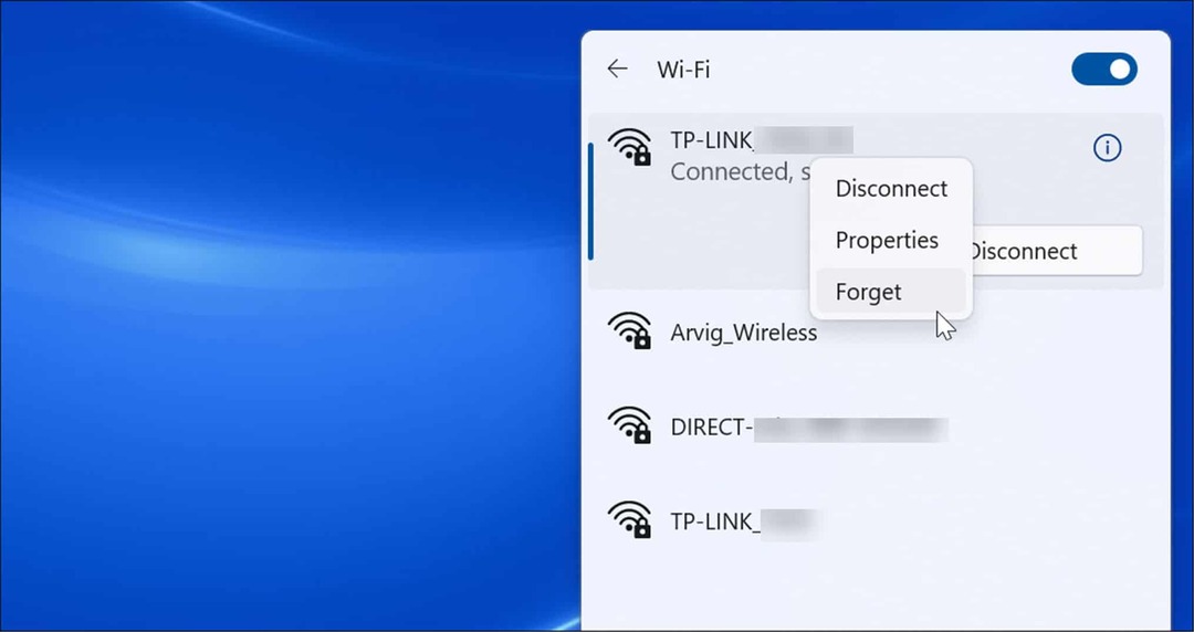 Windows 11'de wi-fi ağını unutun