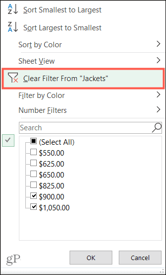 Excel'de Filtreleri Temizle