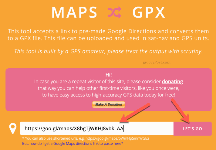 MapstoGPX kullanarak bir GPX dosyası oluşturma
