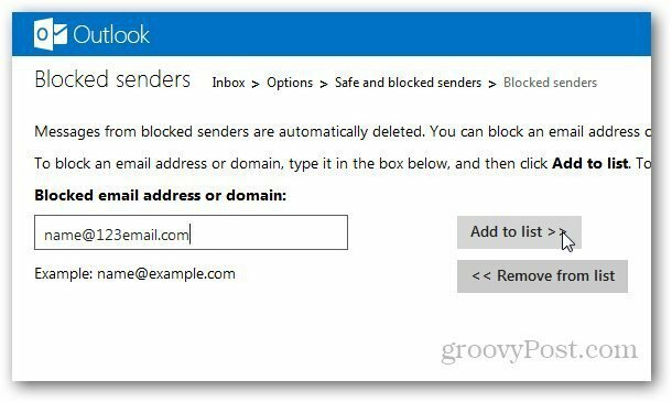 Outlook.com: Engellenenler Listesine E-posta Adresleri Ekleme