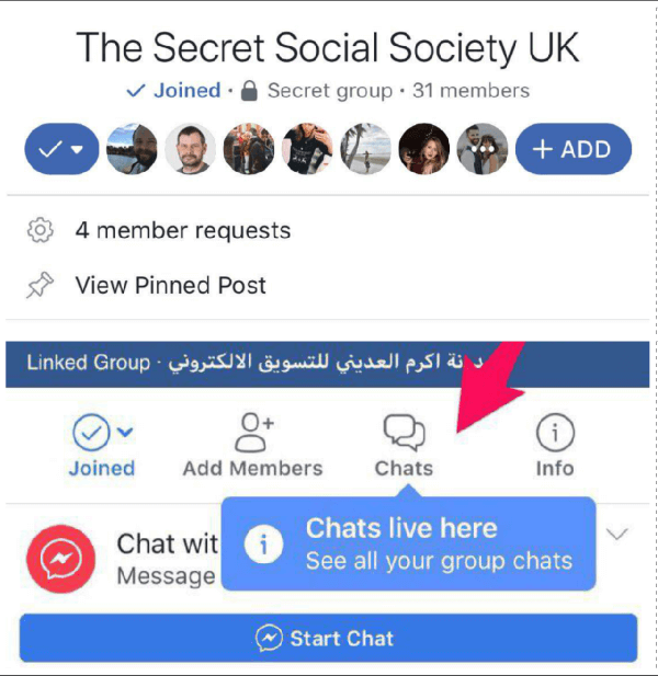 Facebook ayrıca arkadaşlarınızı ve bir dizi yeni sohbet özelliğini Gruplara hızlı bir şekilde eklemek için bir düğme yayınlıyor olabilir.