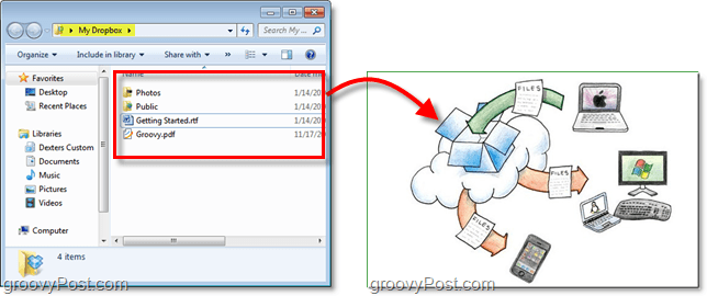 Dropbox ekran görüntüsü - dropbox klasörünüz bulutun bir parçasıdır