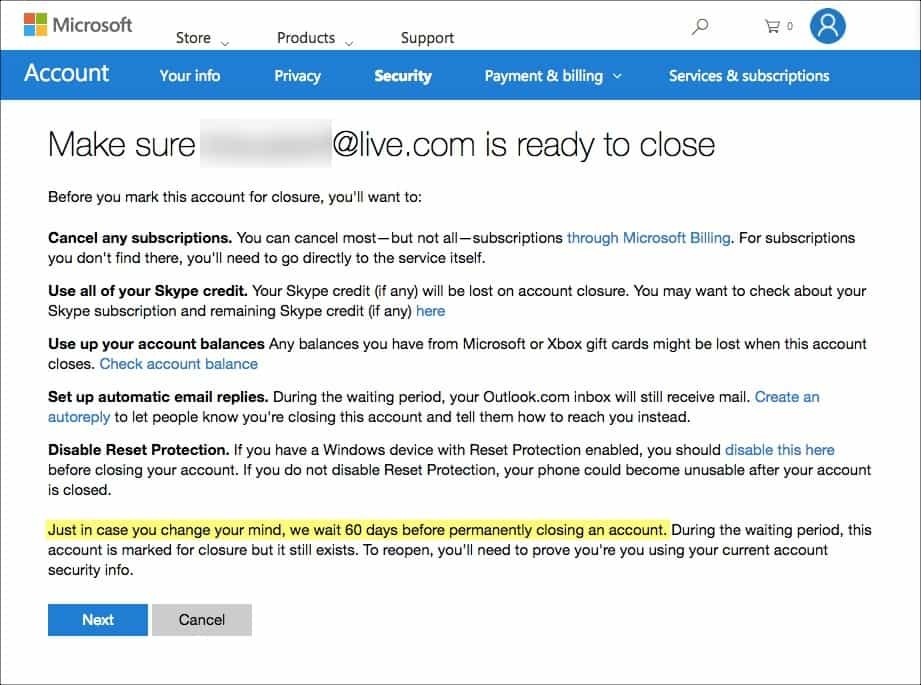 Hotmail, Windows Live ve Outlook Hesabınızı Kalıcı Olarak Silme
