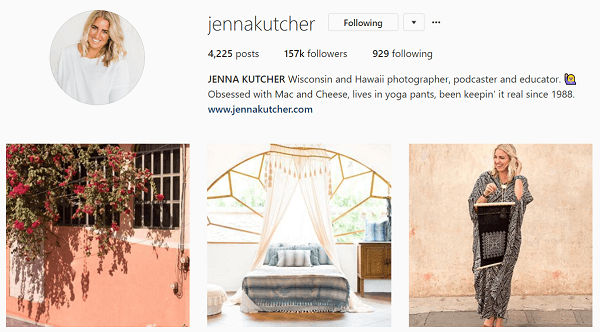 Jenna, Instagram beslemesini bir dergi gibi düşünüyor.