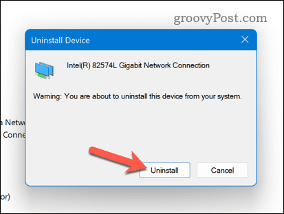Windows 11'de bir ağ bağdaştırıcısının kaldırılmasını onaylayın