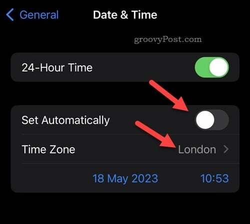 iPhone'da otomatik saat dilimini devre dışı bırakma
