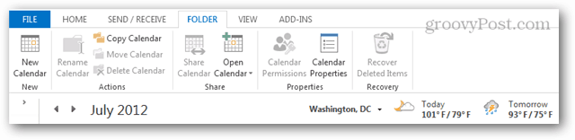 outlook paylaş takvim ve hava durumu çubuğu