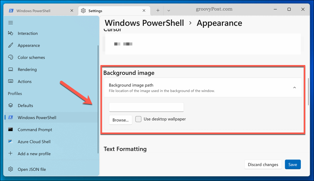 Windows 11 terminal uygulamasına yeni bir arka plan uygulama