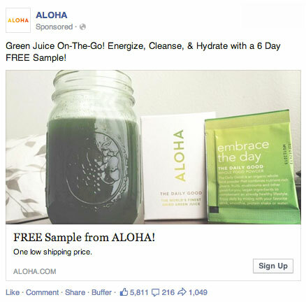 aloha facebook olası satış yaratma reklamı