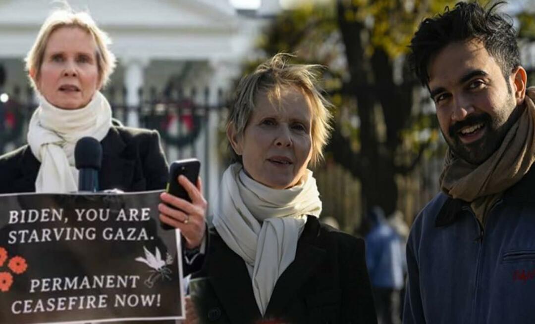 ABD'li oyuncu Cyntia Nixon Beyaz Saray'ın önünden Filistinliler için seslendi!