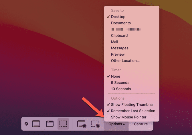 Mac Ekran Görüntüsü Çubuğu Seçenekleri