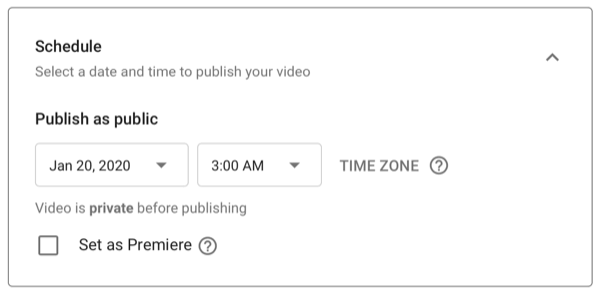YouTube video yüklemesini planlamak için iletişim kutusu