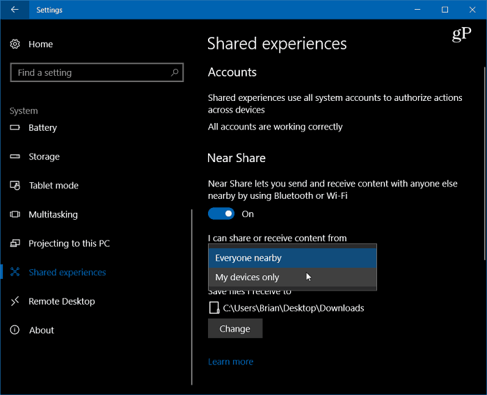 1 Near Share Windows 10 Ayarlarını Etkinleştir