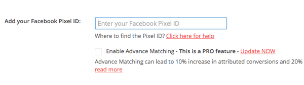 PixelYourSite eklentisine Facebook'tan piksel kimliğinizi yapıştırın.