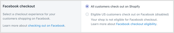 Shopify'da, Facebook'ta alışveriş yapan müşterileriniz için bir ödeme deneyimi seçin.