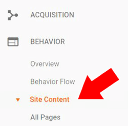 Google Analytics'teki Davranış altında, Site İçeriği> Tüm Sayfalar'ı seçin.