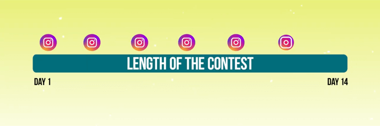 Instagram yarışması için tanıtım gönderilerinin zaman çizelgesini gösteren grafik