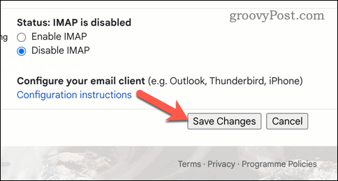 Gmail değişikliklerini kaydet