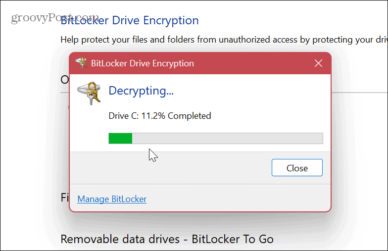BitLocker'ı Devre Dışı Bırakın veya Askıya Alın 