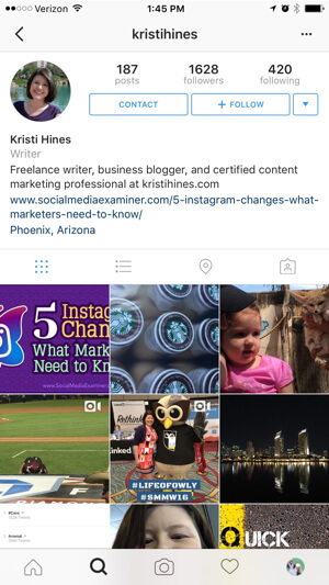 instagram işletme profili örneği