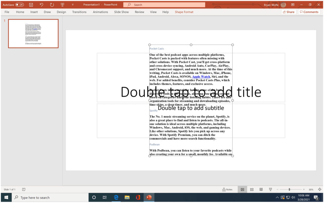 Microsoft PowerPoint içe aktarma örneği