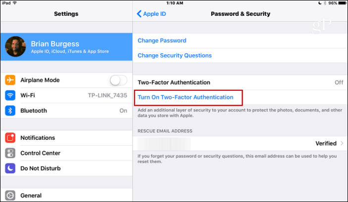 Apple Kimliğiniz için İki Faktörlü Kimlik Doğrulamayı Etkinleştirme