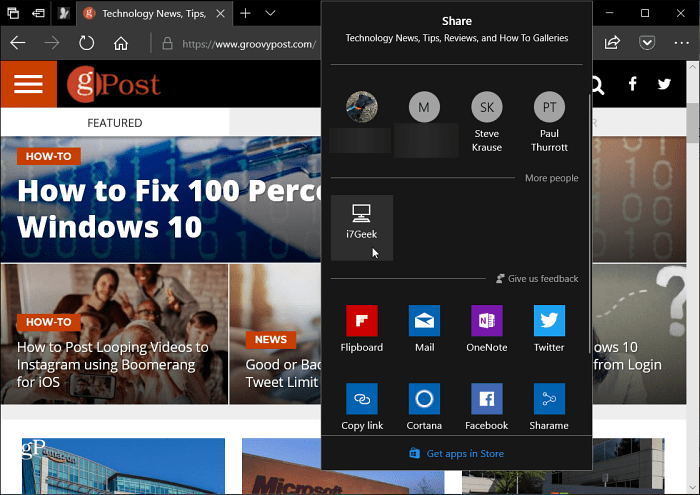 Windows 10 Microsoft Edge Yakın Paylaşım