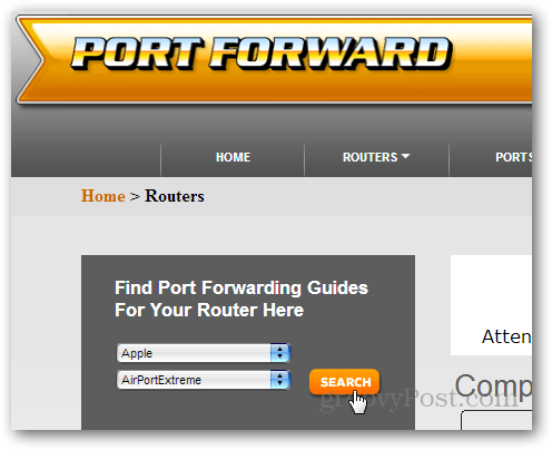 portforward.com'da bir yönlendirici kılavuzu bulma