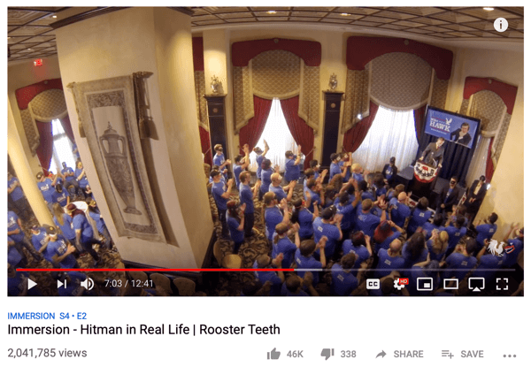 YouTube'da Rooster Teeth süper hayran etkileşimi örneği.