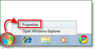 Windows 7'de başlat menüsü özellikleri