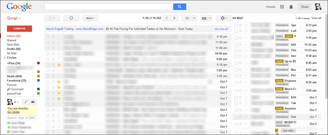 sağdaki 2. bölmedeki tüm postalarla gmail ekran görüntüsünü önizleyin